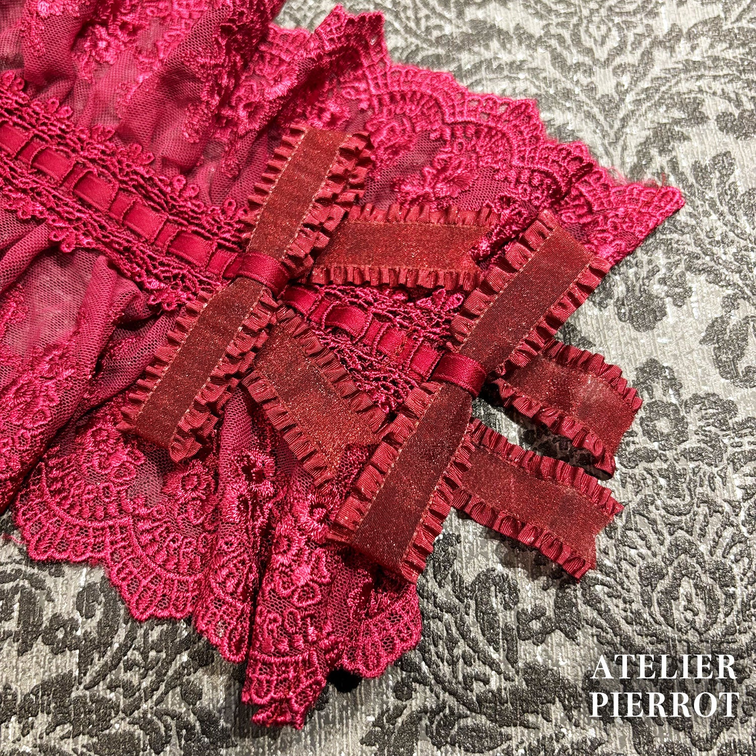 【ATELIER PIERROT】 Mystic Ribbon Lattice HeadDress アイボリー/ ボルドー/ネイビー/ブラック