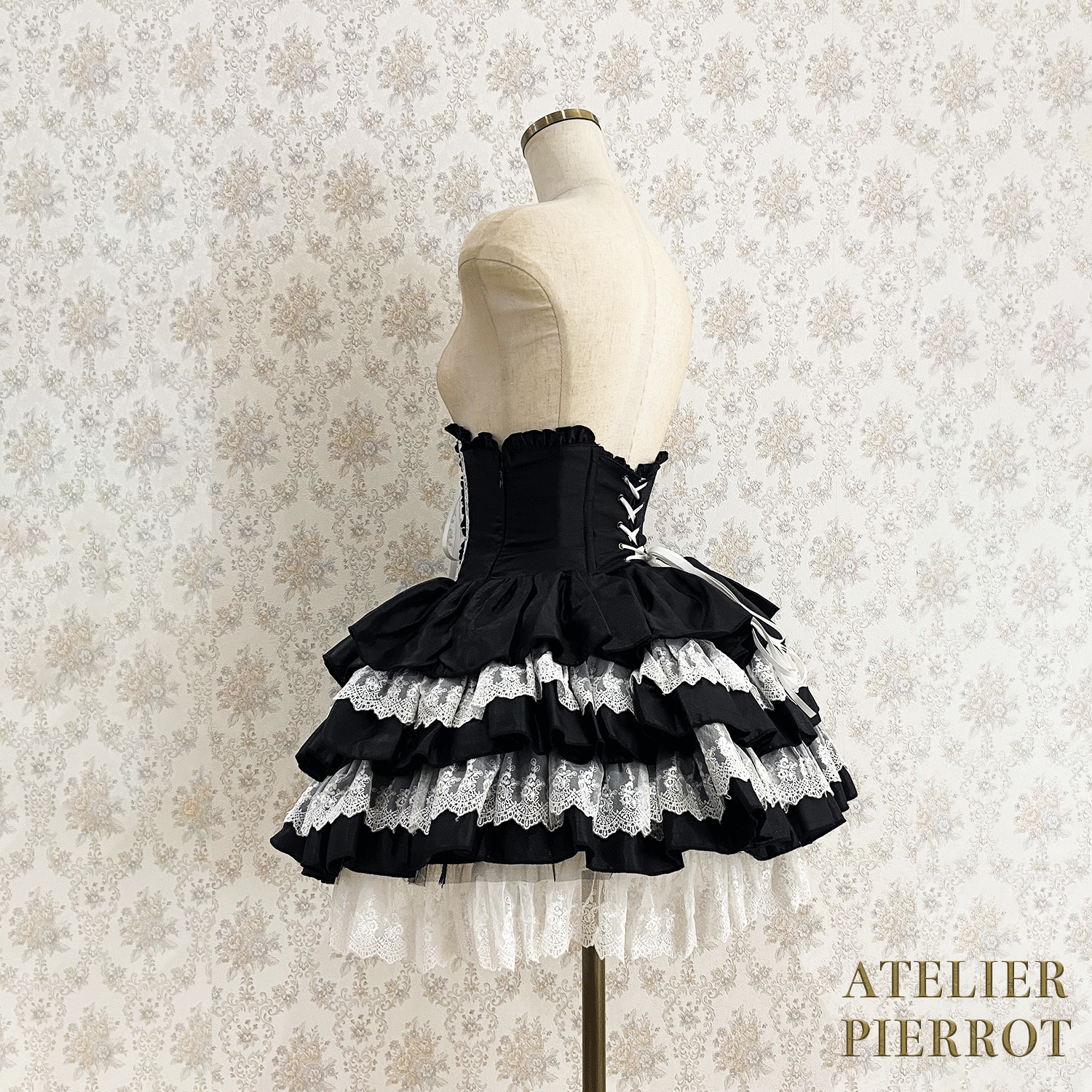 【ATELIER PIERROT】 Mini Corset Skirt ホワイト/ボルドー/パープル/ネイビー/ブラック×ホワイト/ブラック ★受注期間2月20日(金)まで★