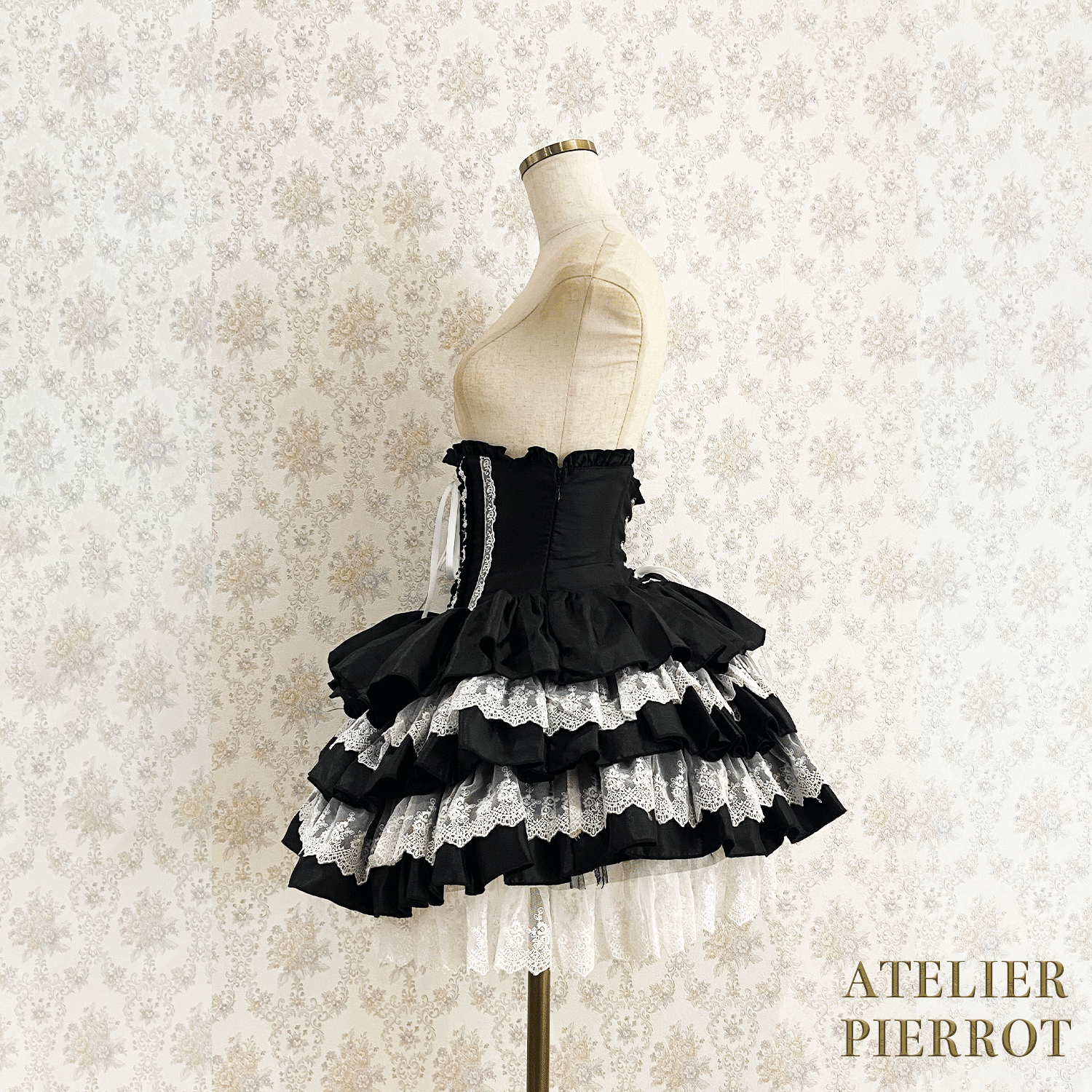 【ATELIER PIERROT】 Mini Corset Skirt ホワイト/ボルドー/パープル/ネイビー/ブラック×ホワイト/ブラック ★受注期間2月20日(金)まで★