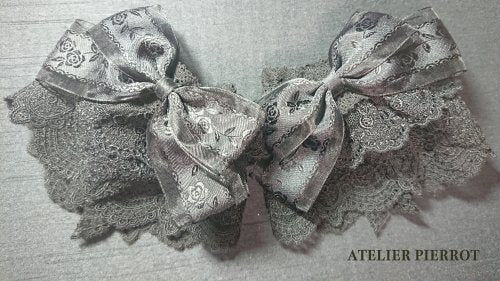 【ATELIER PIERROT】アトリエピエロ 薔薇リボンレースお袖とめ 黒