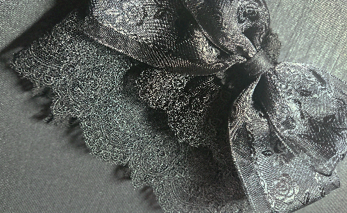 【ATELIER PIERROT】アトリエピエロ 薔薇リボンレースお袖とめ 黒