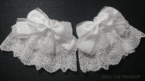 【ATELIER PIERROT】アトリエピエロ 薔薇リボンレースお袖とめ 白