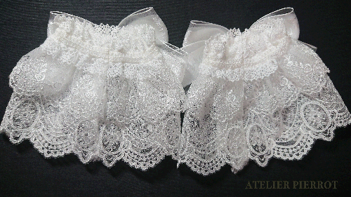【ATELIER PIERROT】アトリエピエロ 薔薇リボンレースお袖とめ 白