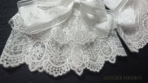 【ATELIER PIERROT】アトリエピエロ 薔薇リボンレースお袖とめ 白
