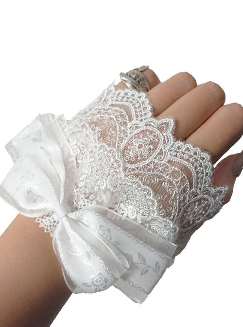 【ATELIER PIERROT】アトリエピエロ 薔薇リボンレースお袖とめ 白