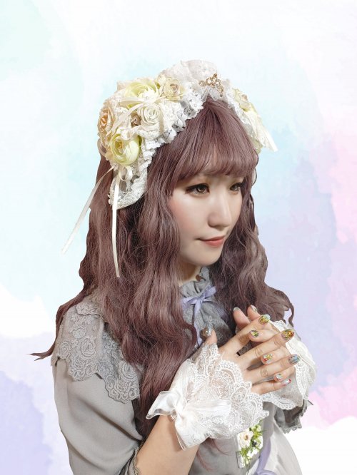 【ATELIER PIERROT】アトリエピエロ 薔薇リボンレースお袖とめ 白