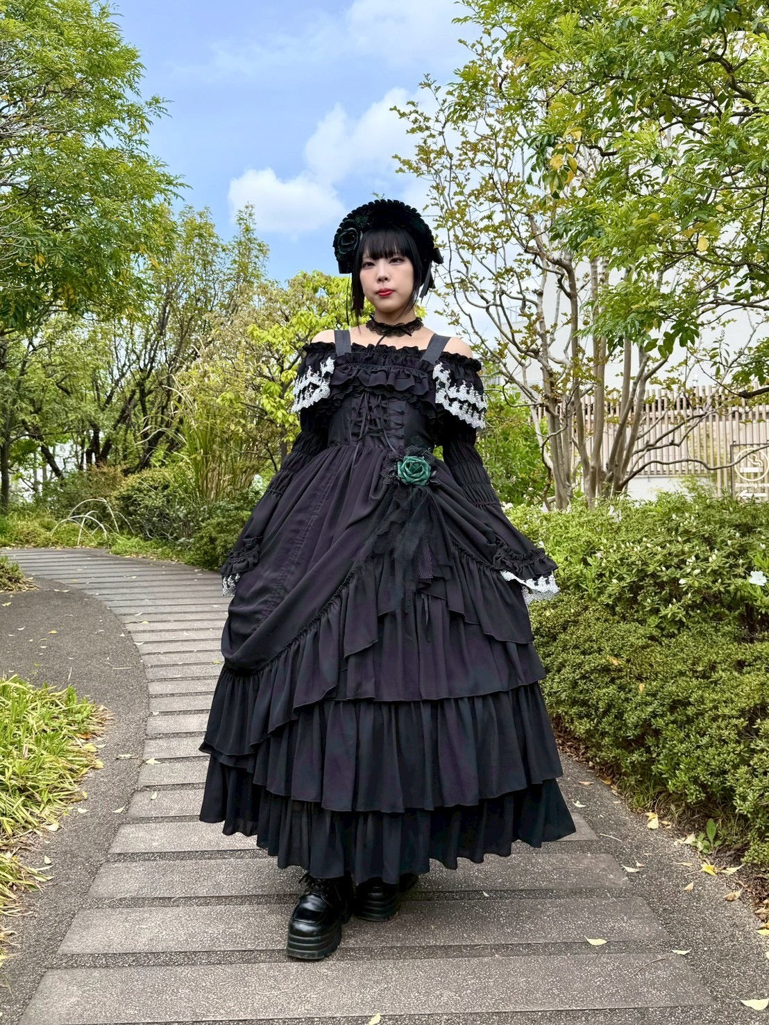 【ATELIER PIERROT】 WICKED/Elphaba’s Long Bustle JSK 黒×緑/黒×黒