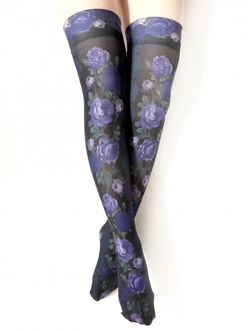 【Morun×Muuna Stoik】モランムーナストイック 「Rose thorn」オーバーニー (黒×青)