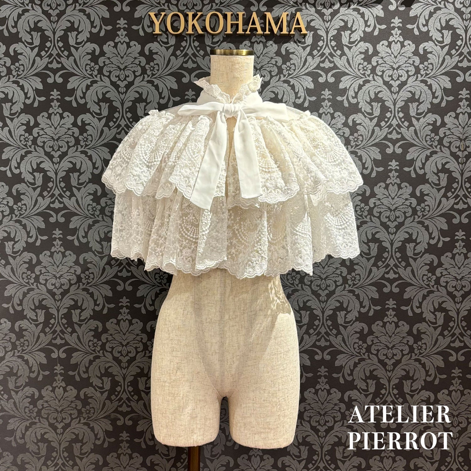 【ATELIER PIERROT】 ★Jetzt Reservierungen entgegennehmen★Chantilly-Spitzen-CapeletWhite/Black