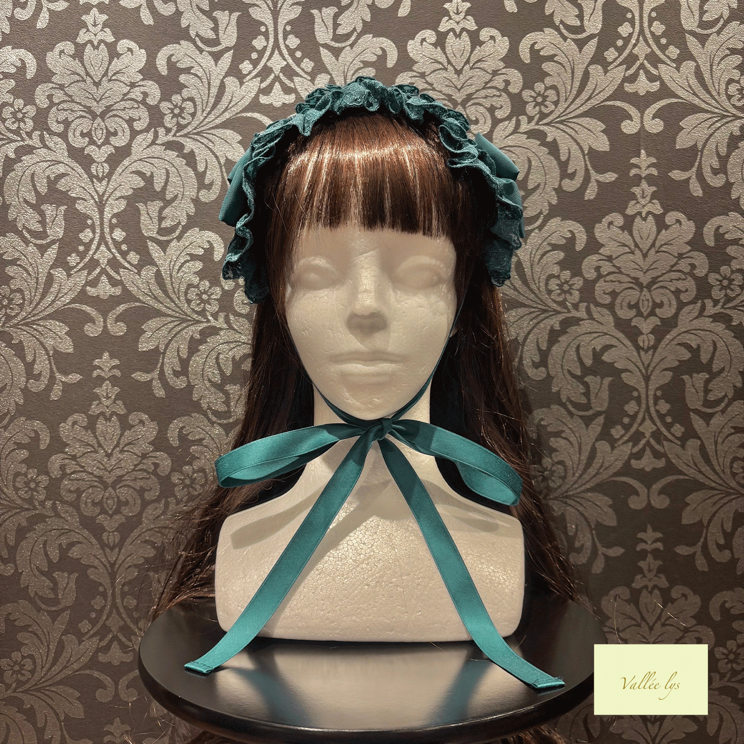 【Vallée lys】ヴァレリス Lace Enchantment Headdress White/Ivory/Wine/Purple/Navy/新色Green/Black×White/Black