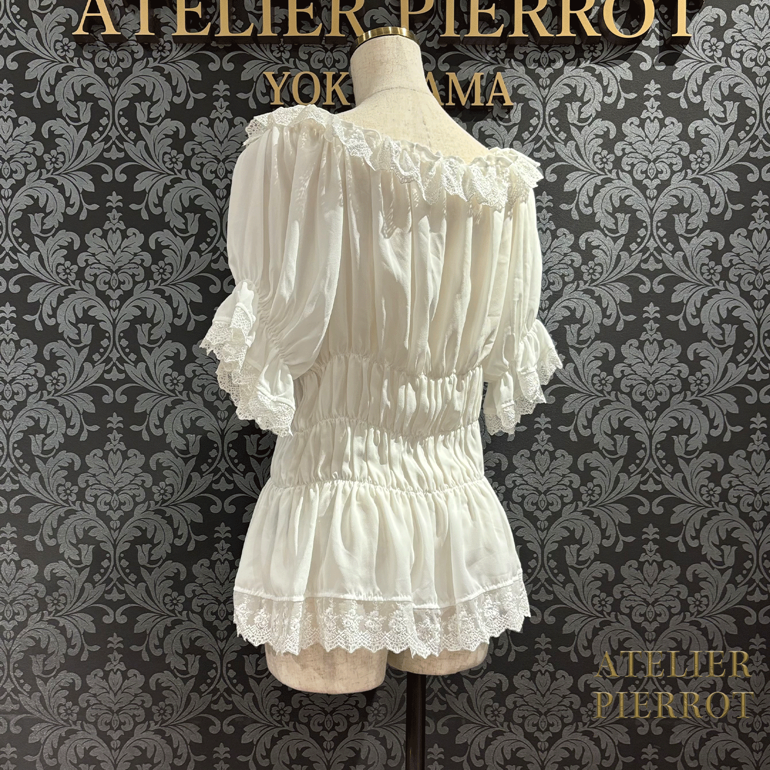 【ATELIER PIERROT】 Twinkle Ribbons Blouse White/Black