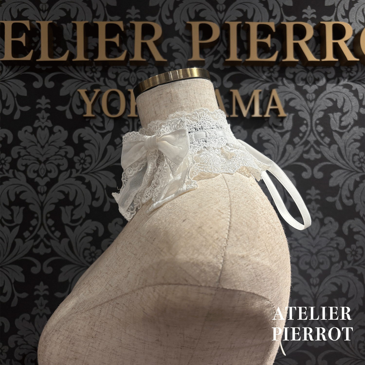 【ATELIER PIERROT】带蕾丝的宽限期螺丝白色/波尔多/紫色/绿色/海军/黑色