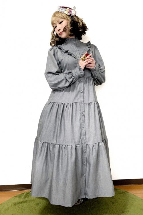 【Morun×Muuna Stoik】モランムーナストイック ティアードワンピース Gray