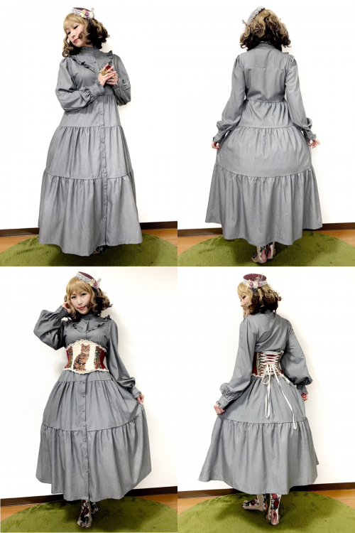 【Morun×Muuna Stoik】モランムーナストイック ティアードワンピース Gray