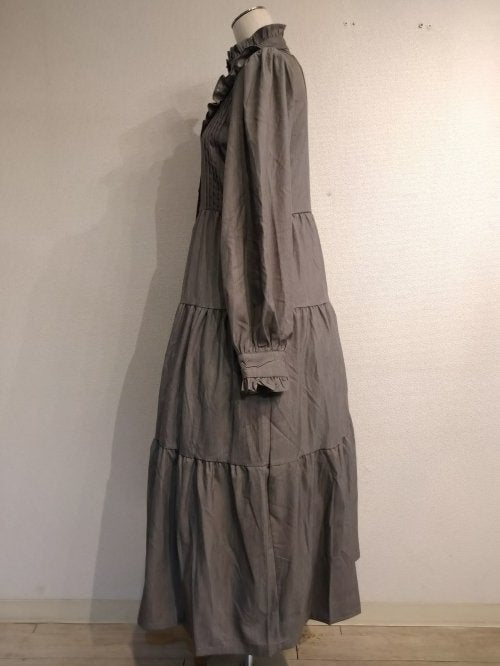 【Morun×Muuna Stoik】モランムーナストイック ティアードワンピース Gray