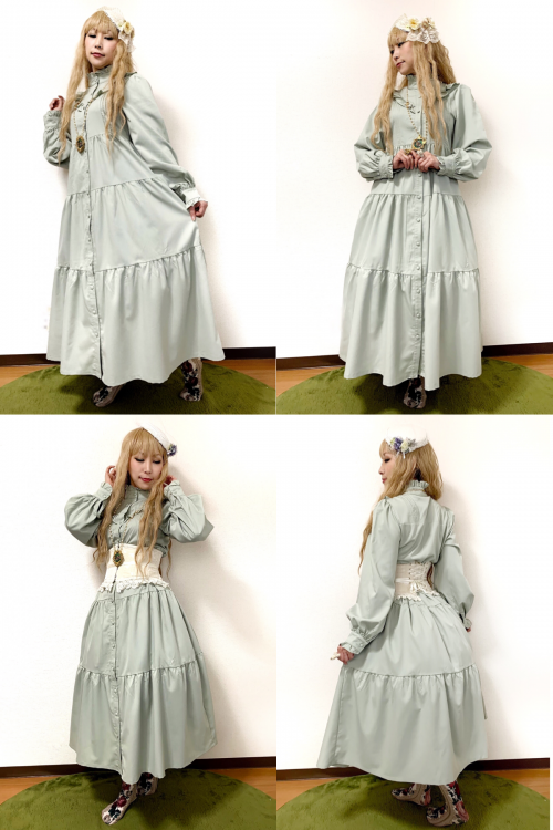 【Morun×Muuna Stoik】モランムーナストイック ティアードワンピース Green
