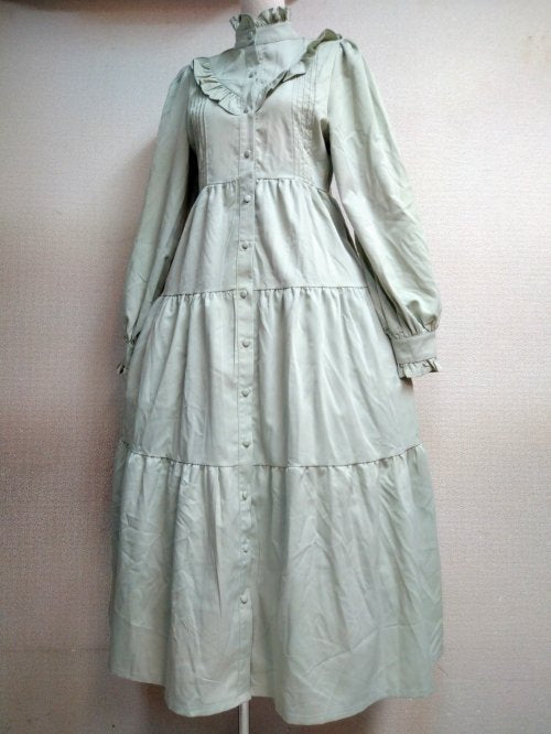 【Morun×Muuna Stoik】モランムーナストイック ティアードワンピース Green