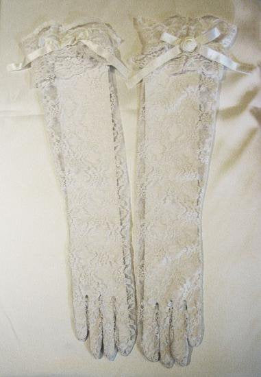 【MARBLE】マーブル バラつきロンググローブ:白レース