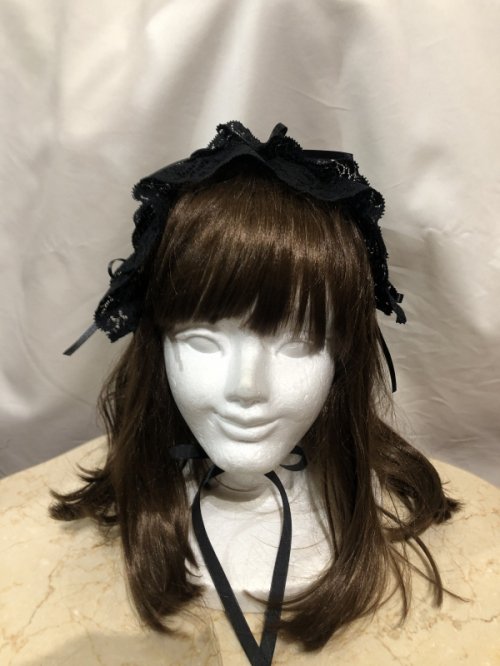 【MARBLE】マーブル レースティアードヘッドドレス:黒×黒