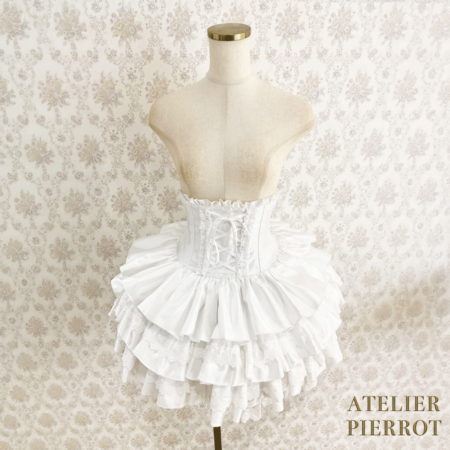 【ATELIER PIERROT】 Mini Corset Skirt ホワイト/ボルドー/パープル/ネイビー/ブラック×ホワイト/ブラック ★受注期間2月20日(金)まで★