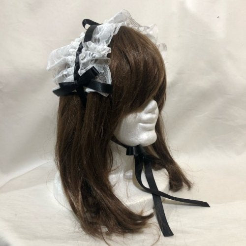 【MARBLE】マーブル 総レースヘッドドレス:白レース×黒リボン