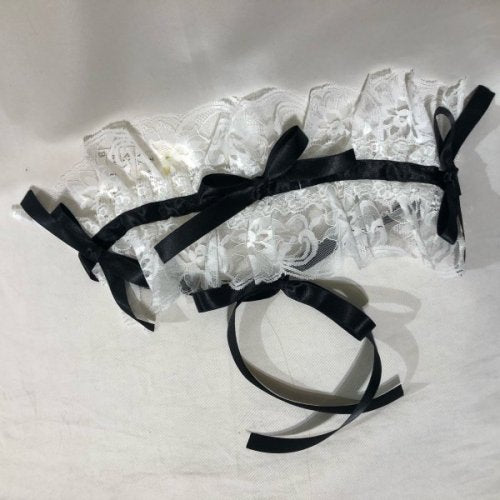 【MARBLE】マーブル 総レースヘッドドレス:白レース×黒リボン