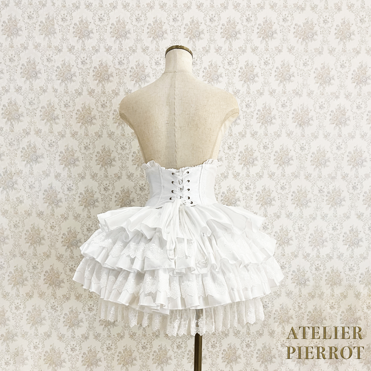 【ATELIER PIERROT】 Mini Corset Skirt ホワイト/ボルドー/パープル/ネイビー/ブラック×ホワイト/ブラック ★受注期間2月20日(金)まで★