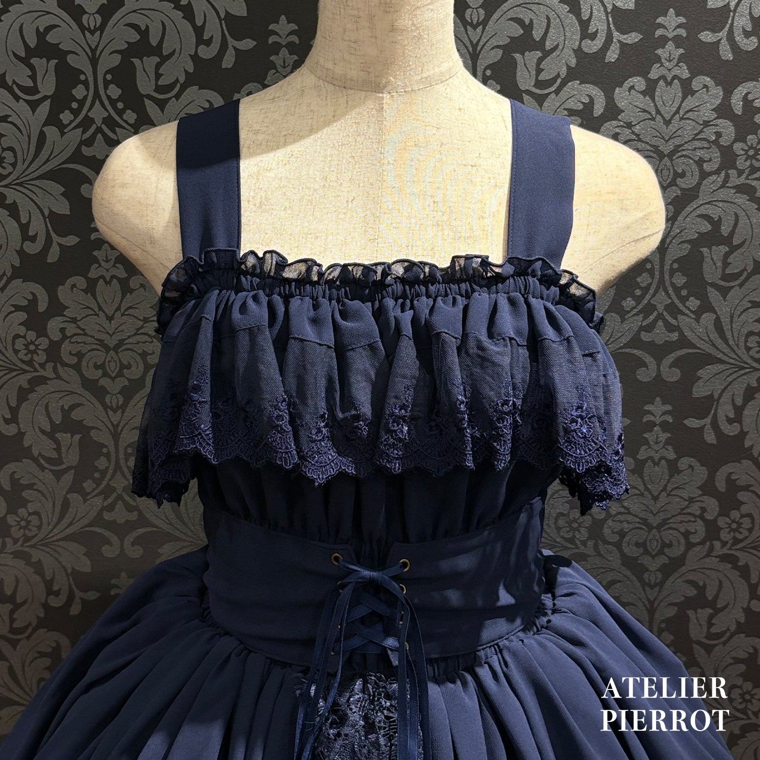 【ATELIER PIERROT】 ★ご予約受付中★ Cathedral Veil Jumper Skirt ホワイト/ボルドー/パープル/ネイビー/ブラック プラスサイズ