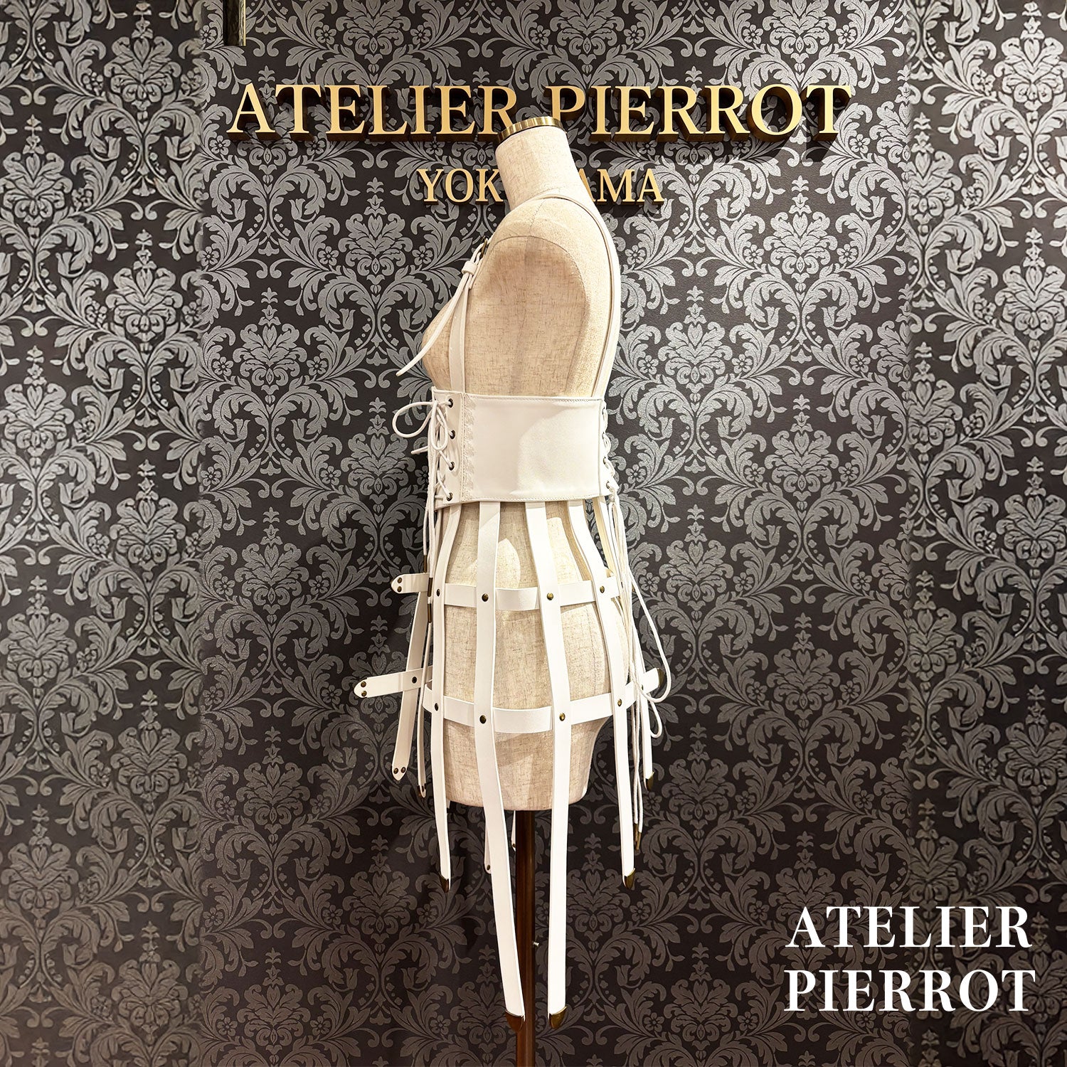 【ATELIER PIERROT】 Baroque Cage Corset Harness White/Black★Released mid-late September ★