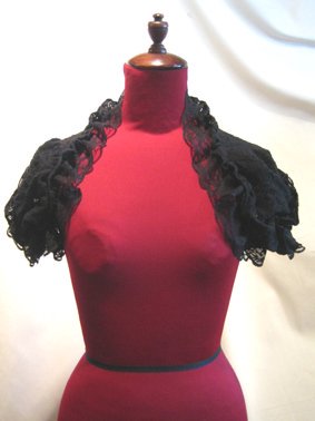 【MARBLE】マーブル 総レースパフスリーブボレロ:黒レース柄