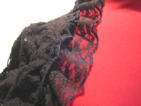 【MARBLE】マーブル 総レースパフスリーブボレロ:黒レース柄