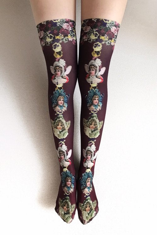 【Morun×Muuna Stoik】 Fairy girls オーバーニーソックス color: Wine/Beige/Green
