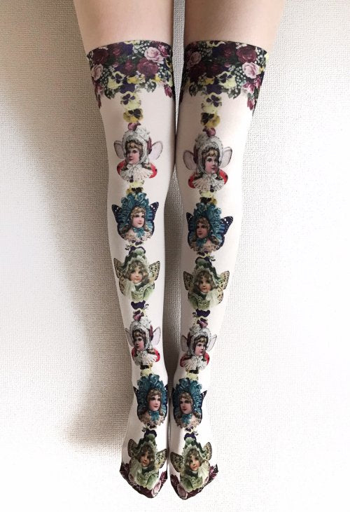 【Morun×Muuna Stoik】 Fairy girls オーバーニーソックス color: Wine/Beige/Green