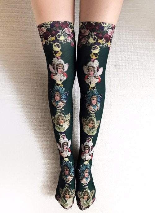 【Morun×Muuna Stoik】 Fairy girls オーバーニーソックス color: Wine/Beige/Green