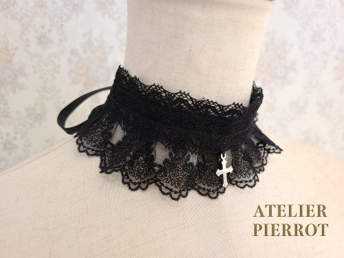 【ATELIER PIERROT】アトリエピエロ 十字架レースチョーカー Black