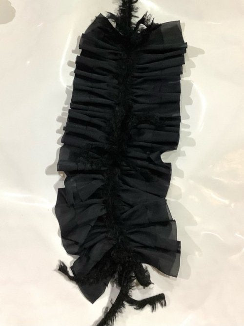 【MARBLE】マーブル フリンジリボンフリルヘッドドレス 黒