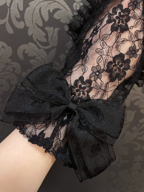 【ATELIER PIERROT】アトリエピエロ レースグローブ ショート丈 黒 指ぬき