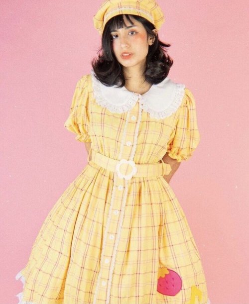 【Violet Fane】ヴァイオレットフェーン HAPPY TARTANS ワンピース(イエロー) Sサイズ/M-Lサイズ