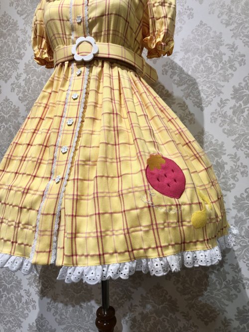 【Violet Fane】ヴァイオレットフェーン HAPPY TARTANS ワンピース(イエロー) Sサイズ/M-Lサイズ