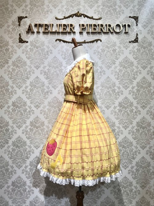 【Violet Fane】ヴァイオレットフェーン HAPPY TARTANS ワンピース(イエロー) Sサイズ/M-Lサイズ