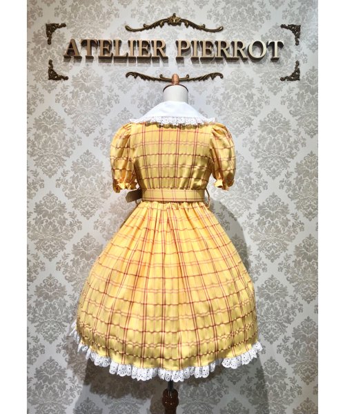 【Violet Fane】ヴァイオレットフェーン HAPPY TARTANS ワンピース(イエロー) Sサイズ/M-Lサイズ