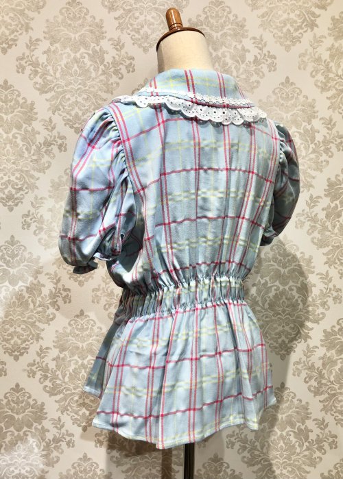 【Violet Fane】ヴァイオレットフェーン HAPPY TARTANSブラウス サックス