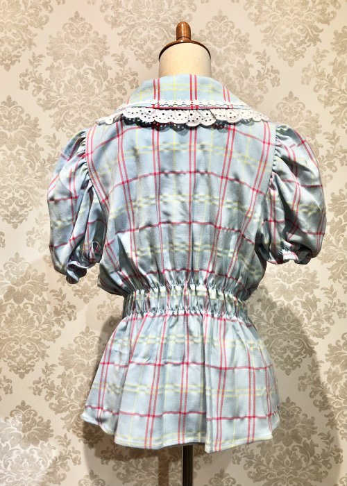 【Violet Fane】ヴァイオレットフェーン HAPPY TARTANSブラウス サックス