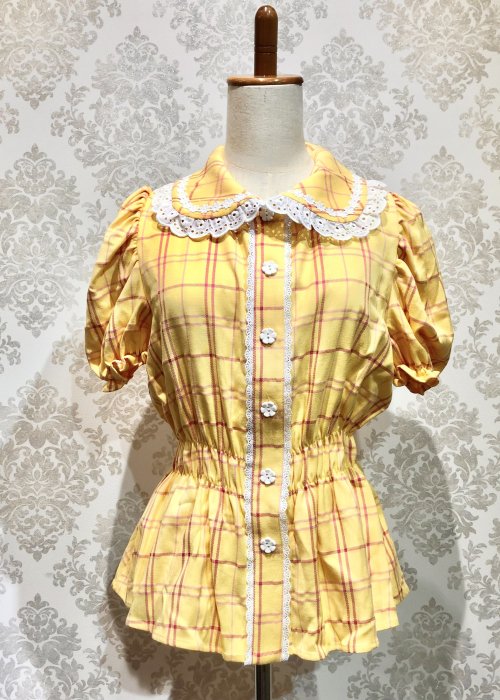 【Violet Fane】ヴァイオレットフェーン HAPPY TARTANSブラウス イエロー