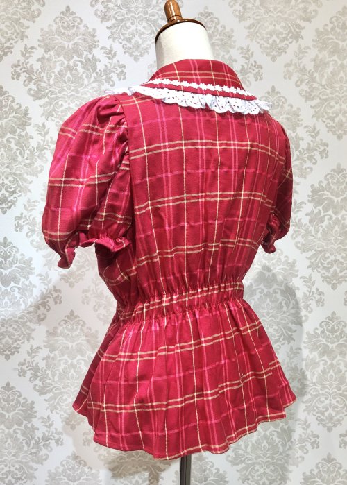 【Violet Fane】ヴァイオレットフェーン HAPPY TARTANSブラウス レッド