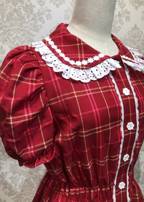 【Violet Fane】ヴァイオレットフェーン HAPPY TARTANSブラウス レッド