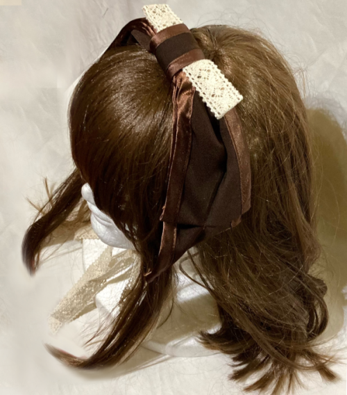 【MARBLE】マーブル リボン型クラシカルヘッドドレス:茶