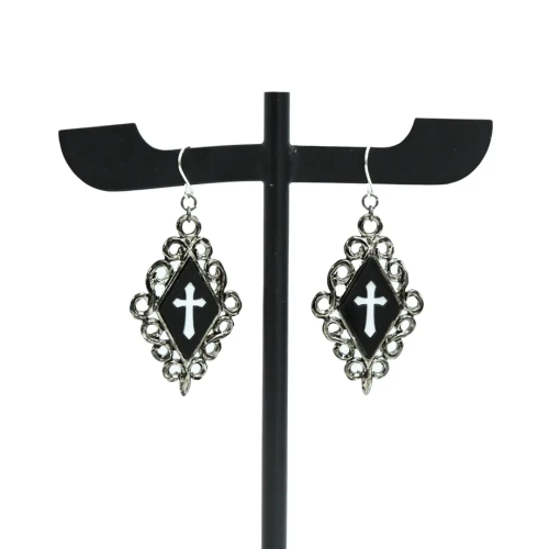 【Sheglit】シェグリット "Crusade"クロスピアス ブラック