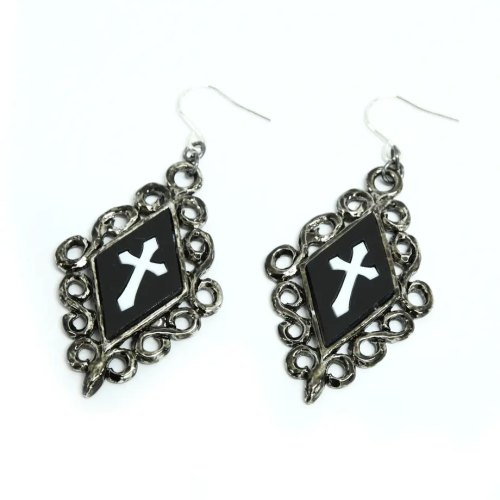 【Sheglit】シェグリット "Crusade"クロスピアス ブラック