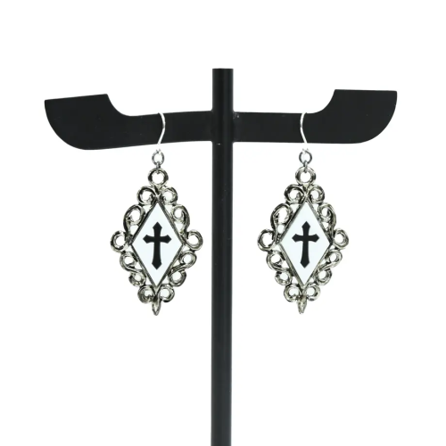 【Sheglit】シェグリット "Crusade"クロスピアス ホワイト